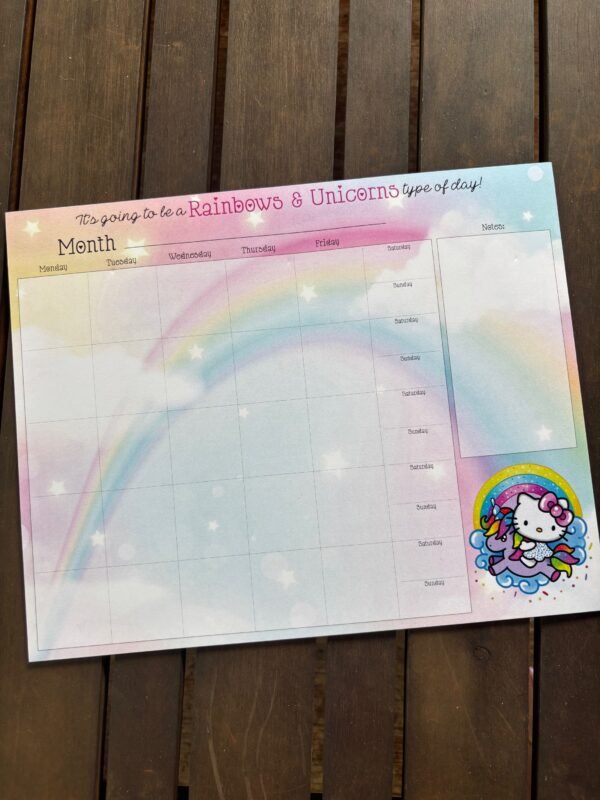 HK Rainbows Monthly Calendar