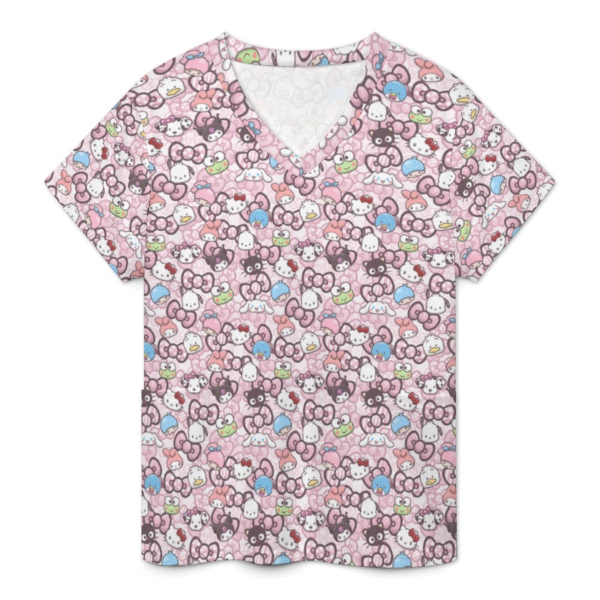 Pink Bows Nurse Unisex Scrub Top