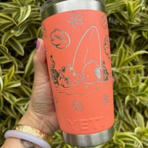 San x Pooh Beach 20 oz Coral Yeti Tumbler