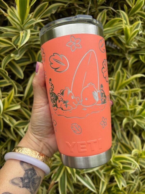San x Pooh Beach 20 oz Coral Yeti Tumbler