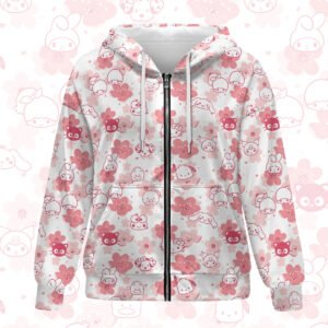 Kirei Cherry Blossom Full Zip Jacket with Hoodie