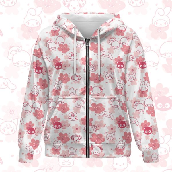 Kirei Cherry Blossom Full Zip Jacket with Hoodie
